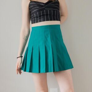 Vintage Teal Blue Preppy Y2k Retro Pleated Tennis Sporty Women's Mini Skirt